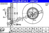 Brzdový kotouč ATE 24.0136-0114 (AT 436114) - BMW