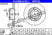 Brzdový kotouč ATE CRYO 24.0309-0123 (AT 509123) - Power Disc - AUDI, SEAT, ŠKODA, VW