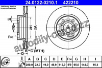 Brzdový kotouč ATE CRYO 24.0122-0210 (AT 422210) - AUDI, SEAT, ŠKODA, VW