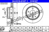 Brzdový kotouč ATE 24.0319-0107 (AT 519107) - Power Disc