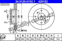Brzdový kotouč ATE 24.0120-0152 (AT 420152) - NISSAN