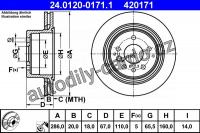 Brzdový kotouč ATE 24.0120-0171 (AT 420171) - OPEL