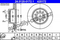 Brzdový kotouč ATE 24.0120-0172 (AT 420172) - AUDI
