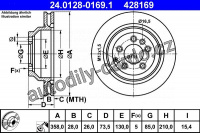 Brzdový kotouč ATE 24.0128-0169 (AT 428169) - AUDI, VW