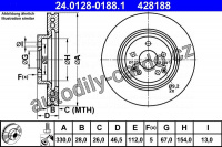 Brzdový kotouč ATE 24.0128-0188 (AT 428188) - MERCEDES-BENZ