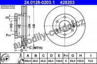 Brzdový kotouč ATE 24.0128-0203 (AT 428203) - MERCEDES-BENZ, VW