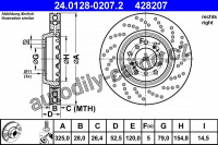 Brzdový kotouč ATE 24.0128-0207 (AT 428207) - BMW