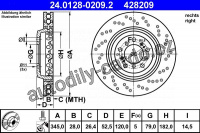 Brzdový kotouč ATE 24.0128-0209 (AT 428209) - BMW