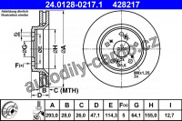 Brzdový kotouč ATE 24.0128-0217 (AT 428217) - HONDA