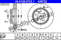 Brzdový kotouč ATE 24.0128-0722 (AT 428722) - HONDA