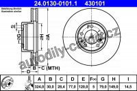 Brzdový kotouč ATE 24.0130-0101 (AT 430101) - BMW