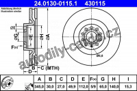 Brzdový kotouč ATE 24.0130-0115 (AT 430115) - AUDI, SEAT, ŠKODA, VW