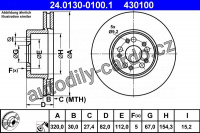 Brzdový kotouč ATE 24.0130-0100 (AT 430100) - MERCEDES-BENZ