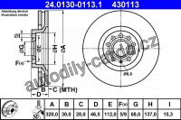 Brzdový kotouč ATE 24.0130-0113 (AT 430113) - AUDI