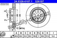 Brzdový kotouč ATE 24.0326-0107 (AT 526107) - Power Disc - VOLVO