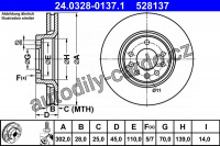 Brzdový kotouč ATE 24.0328-0137 (AT 528137) - Power Disc - OPEL, SAAB