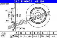 Brzdový kotouč ATE 24.0111-0160 (AT 411160) - MAZDA