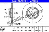 Brzdový kotouč ATE 24.0122-0225 (AT 422225) - ALFA ROMEO