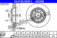 Brzdový kotouč ATE 24.0122-0220 (AT 422220) - AUDI