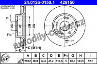 Brzdový kotouč ATE 24.0126-0150 (AT 426150) - HYUNDAI, KIA