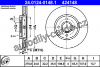 Brzdový kotouč ATE 24.0124-0148 (AT 424148) - FORD