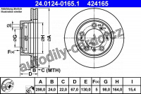 Brzdový kotouč ATE 24.0124-0165 (AT 424165) - PORSCHE