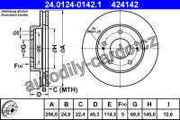 Brzdový kotouč ATE 24.0124-0142 (AT 424142) - MITSUBISHI