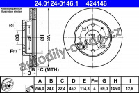 Brzdový kotouč ATE 24.0124-0146 (AT 424146) - MITSUBISHI