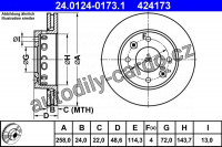 Brzdový kotouč ATE 24.0124-0173 (AT 424173) - KIA