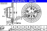 Brzdový kotouč ATE 24.0124-0176 (AT 424176) - PORSCHE