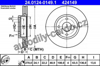 Brzdový kotouč ATE 24.0124-0149 (AT 424149) - FORD