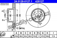 Brzdový kotouč ATE 24.0128-0127 (AT 428127) - MERCEDES-BENZ