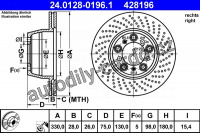 Brzdový kotouč ATE 24.0128-0196 (AT 428196) - PORSCHE
