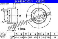 Brzdový kotouč ATE 24.0128-0202 (AT 428202) - MERCEDES-BENZ, VW