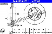 Brzdový kotouč ATE 24.0123-0103 (AT 423103) - HONDA, ROVER