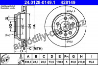 Brzdový kotouč ATE 24.0128-0149 (AT 428149) - AUDI, VW