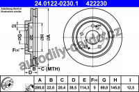 Brzdový kotouč ATE 24.0122-0230 (AT 422230) - MITSUBISHI