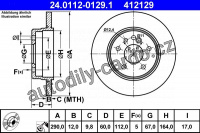 Brzdový kotouč ATE 24.0112-0129 (AT 412129) - MERCEDES-BENZ