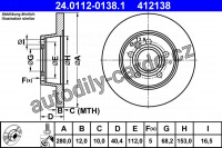 Brzdový kotouč ATE 24.0112-0138 (AT 412138) - VW