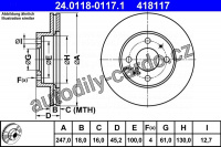 Brzdový kotouč ATE 24.0118-0117 (AT 418117) - NISSAN