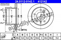 Brzdový kotouč ATE 24.0112-0142 (AT 412142) - MERCEDES-BENZ