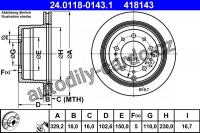 Brzdový kotouč ATE 24.0118-0143 (AT 418143) - TOYOTA