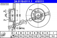 Brzdový kotouč ATE 24.0118-0111 (AT 418111) - VW