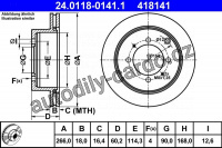 Brzdový kotouč ATE 24.0118-0141 (AT 418141) - HYUNDAI, KIA
