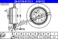 Brzdový kotouč ATE 24.0119-0113 (AT 419113) - BMW