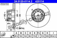 Brzdový kotouč ATE 24.0120-0114 (AT 420114) - VW