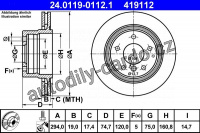 Brzdový kotouč ATE 24.0119-0112 (AT 419112) - BMW