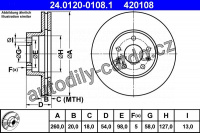 Brzdový kotouč ATE 24.0120-0108 (AT 420108) - CITROËN