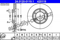 Brzdový kotouč ATE 24.0120-0119 (AT 420119) - NISSAN