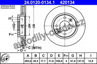Brzdový kotouč ATE 24.0120-0134 (AT 420134) - RENAULT